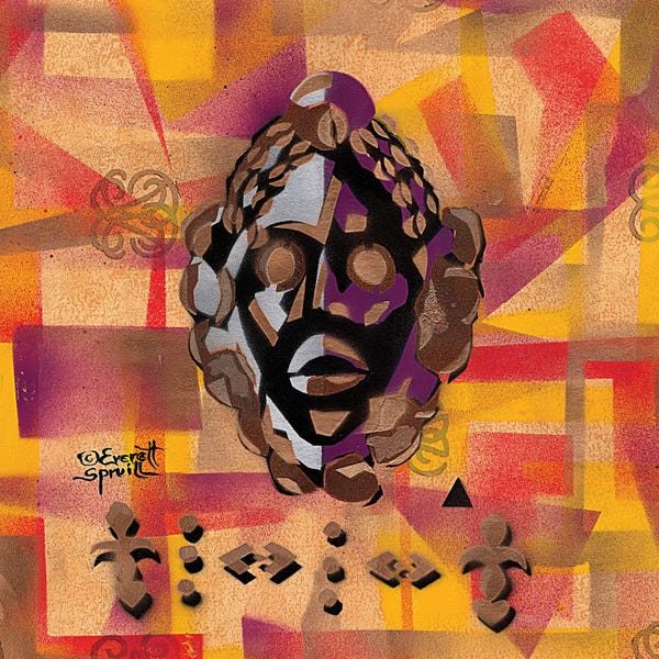 African Heritage: Dan Mask And Compassionate Woman Icon by Everett Spruill