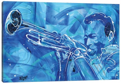 Kind Of Blue Canvas Art Print - Trumpet Art