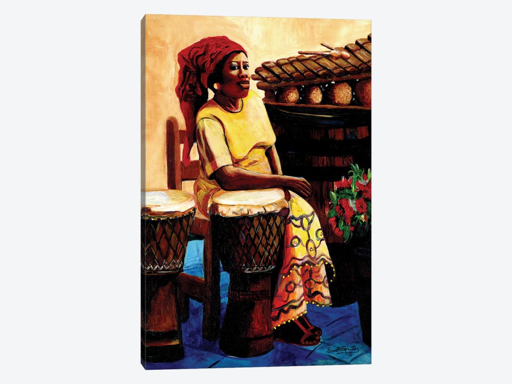 Lady Drummer by Everett Spruill 1-piece Canvas Art