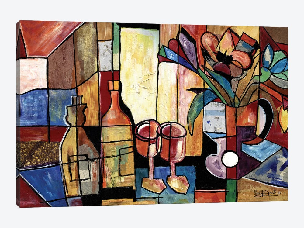 Wine And Flowers For Two - Take Two by Everett Spruill 1-piece Art Print