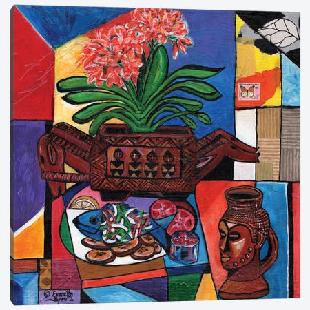 Still Life With Aduno Koro And Kuba Cup Canvas Print #EVR35} by Everett Spruill Canvas Art