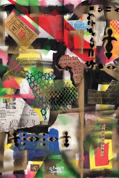 Afro Collage - A by Everett Spruill framed wall art