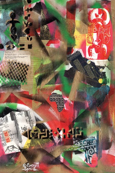 Afro Collage - B by Everett Spruill framed wall art