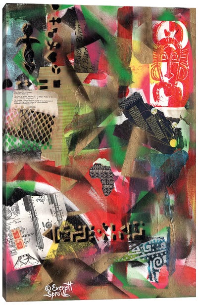 Afro Collage - B Canvas Art Print - Everett Spruill