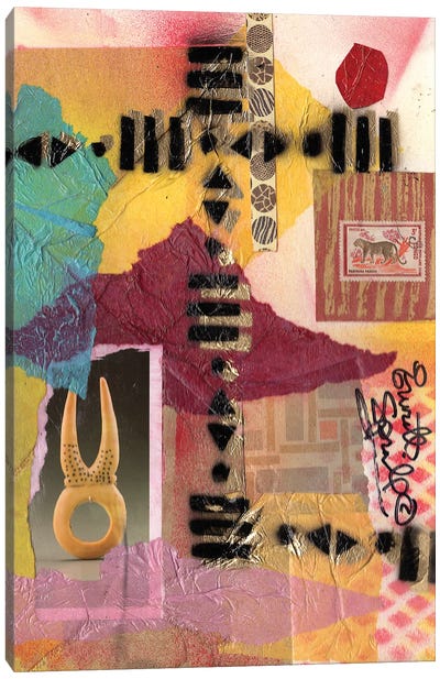 Afro Collage - J Canvas Art Print - Everett Spruill