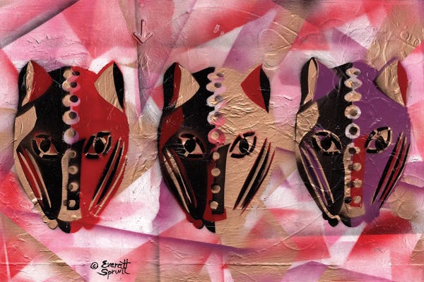 African Heritage: Three Leopards by Everett Spruill