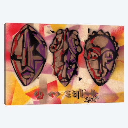 Three African Masks Canvas Print #EVR45} by Everett Spruill Canvas Print