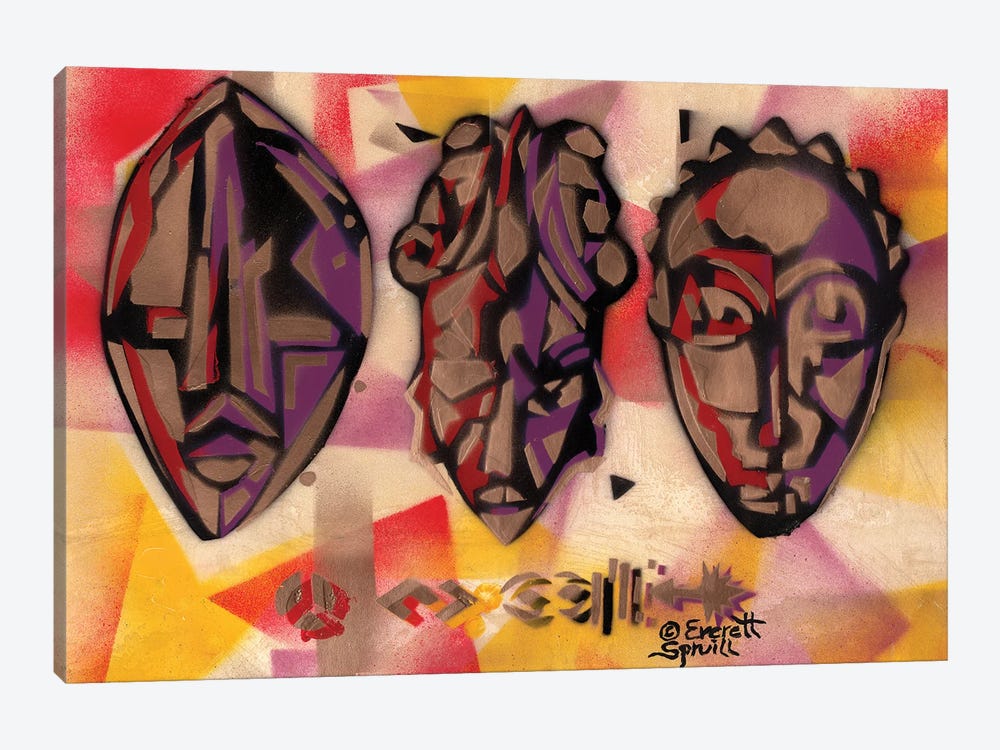 Three African Masks by Everett Spruill 1-piece Canvas Print