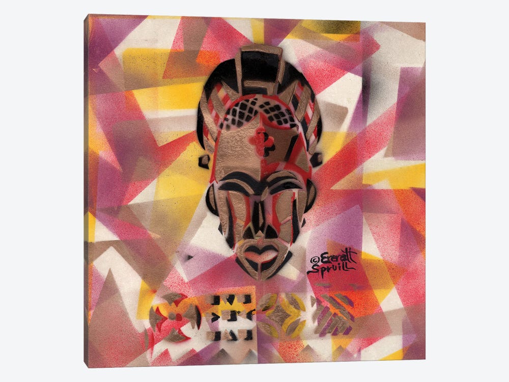 Tikar Mask From Cameroon by Everett Spruill 1-piece Canvas Art