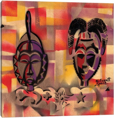 Two Masks Canvas Art Print - Everett Spruill
