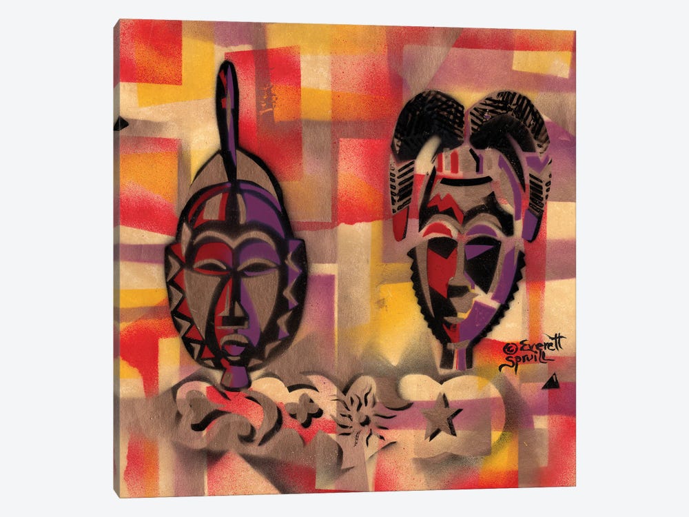 Two Masks by Everett Spruill 1-piece Art Print