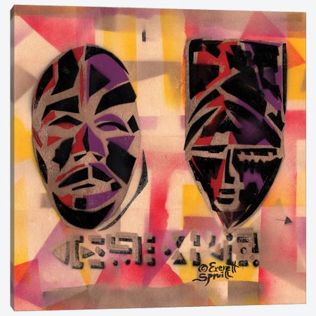 Two African Masks Canvas Print #EVR48} by Everett Spruill Canvas Art