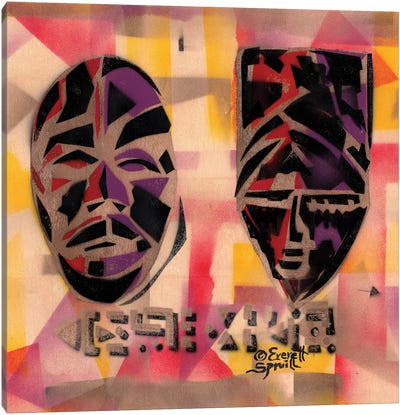 Two African Masks Canvas Art Print - Everett Spruill