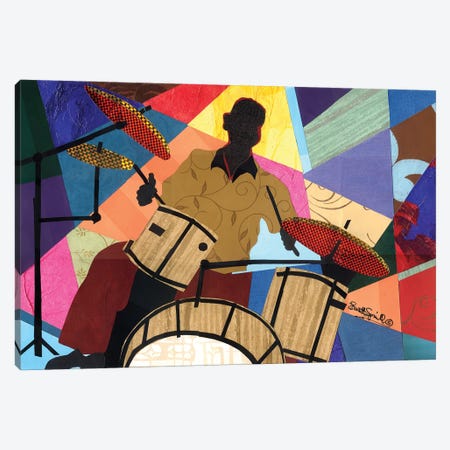 Jazzy Drummer Canvas Print #EVR55} by Everett Spruill Canvas Wall Art