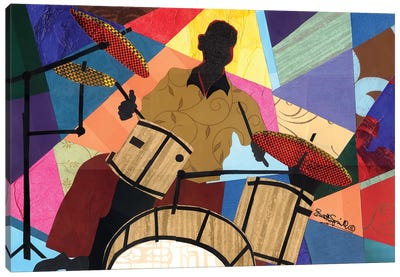 Jazzy Drummer Canvas Art Print - Everett Spruill