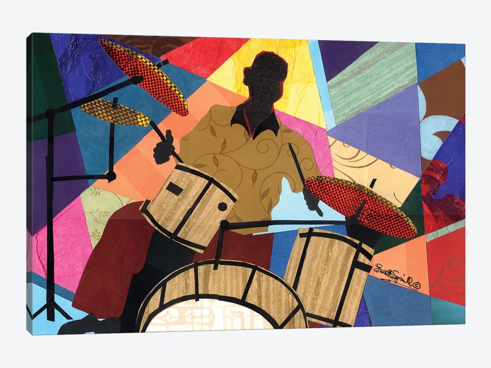 Jazzy Drummer by Everett Spruill 1-piece Canvas Artwork