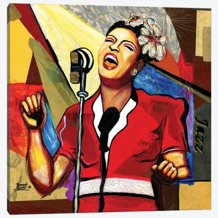 Billie Holiday Canvas Print #EVR60} by Everett Spruill Canvas Wall Art