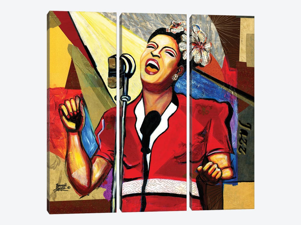 Billie Holiday by Everett Spruill 3-piece Canvas Artwork
