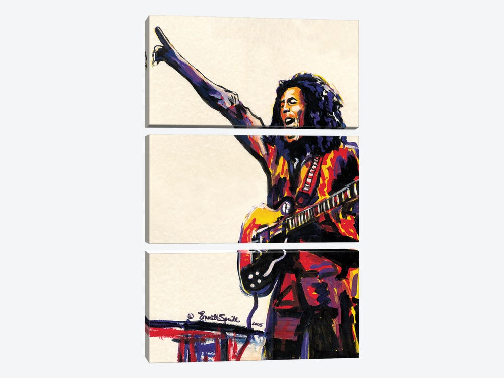 Bob Marley - One Love by Everett Spruill 3-piece Canvas Print