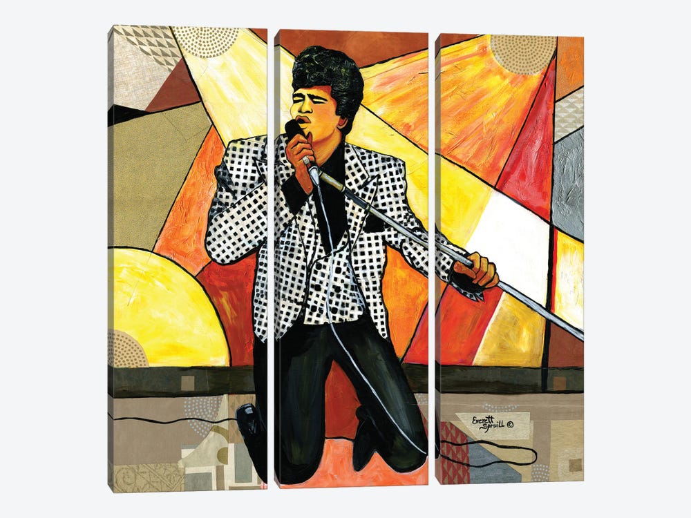 The Godfather Of Soul - James Brown by Everett Spruill 3-piece Art Print