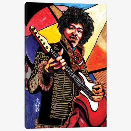 Jimi Hendrix Canvas Print #EVR70} by Everett Spruill Art Print