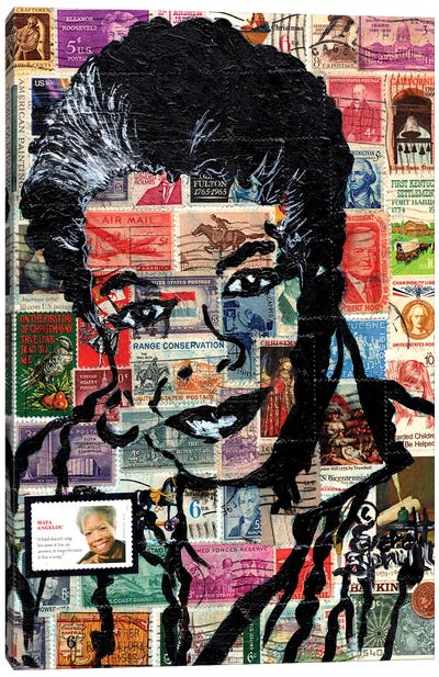 Maya Angelou Stamps Canvas Art Print - Everett Spruill
