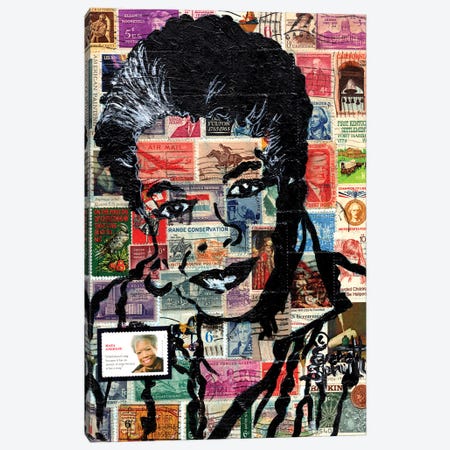 Maya Angelou Stamps Canvas Print #EVR73} by Everett Spruill Art Print