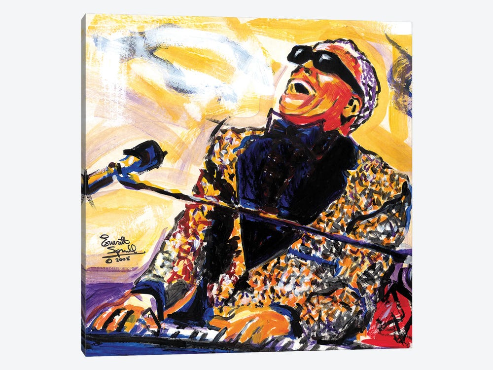 Ray Charles by Everett Spruill 1-piece Canvas Art Print