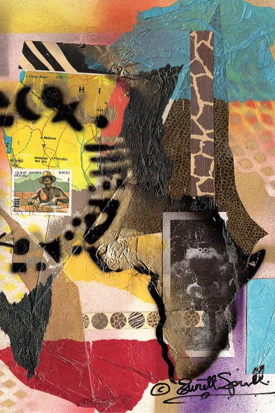 Everett Spruill: Afro Collage - K by Everett Spruill