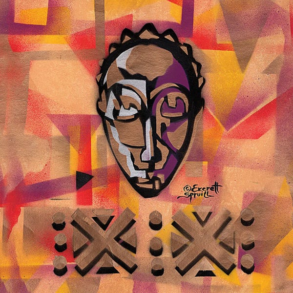 Everett Spruill: Baule Mask II  - Silver by Everett Spruill