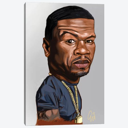 50 Cent Canvas Print #EVW1} by Evan Williams Canvas Print