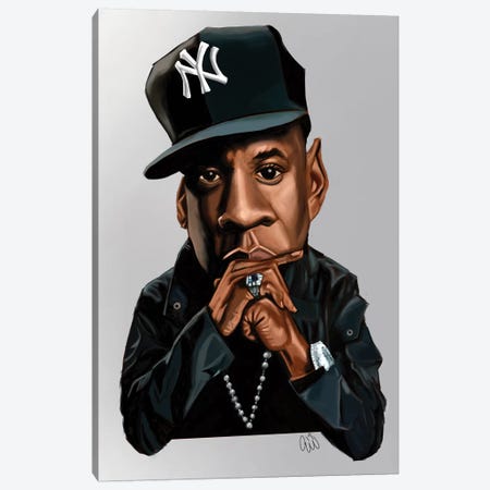 Jay-Z Canvas Print #EVW23} by Evan Williams Art Print