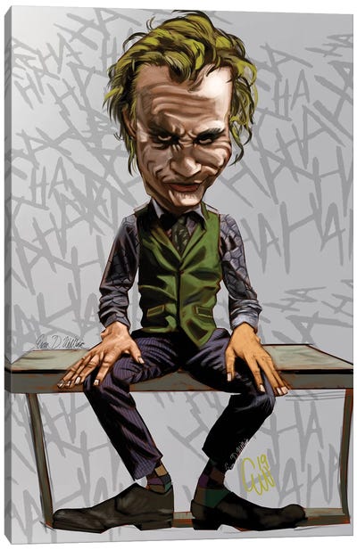 Joker Heath Canvas Art Print - Caricature Art