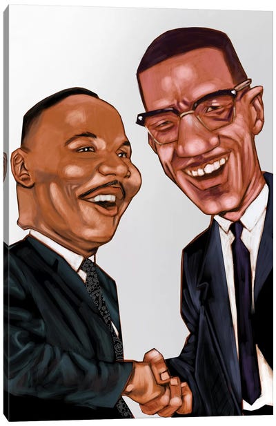 MLK And X Canvas Art Print - Malcolm X