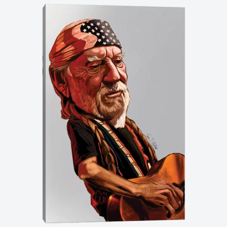 Willie Nelson Canvas Print #EVW52} by Evan Williams Canvas Wall Art