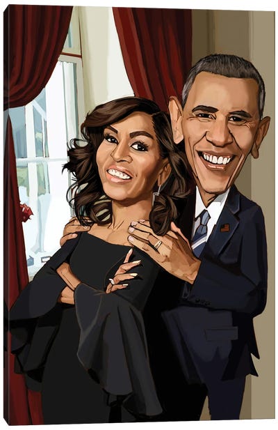 The Obamas Canvas Art Print - Michelle Obama