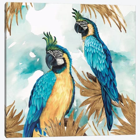 Golden Parrots Canvas Print #EWA102} by Eva Watts Canvas Artwork