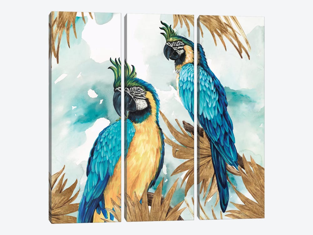 Golden Parrots by Eva Watts 3-piece Canvas Artwork