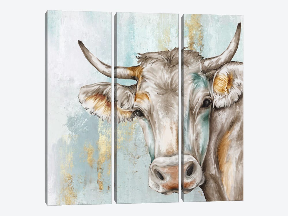 Headstrong Cow by Eva Watts 3-piece Canvas Wall Art