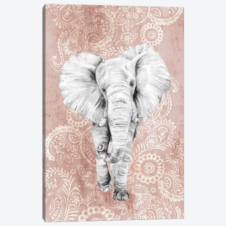 Pink Paisley Elephant  Canvas Print #EWA118} by Eva Watts Art Print