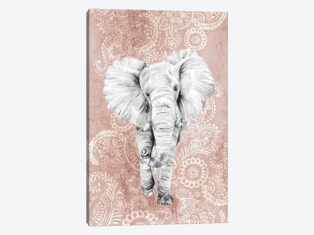 Pink Paisley Elephant  by Eva Watts 1-piece Art Print