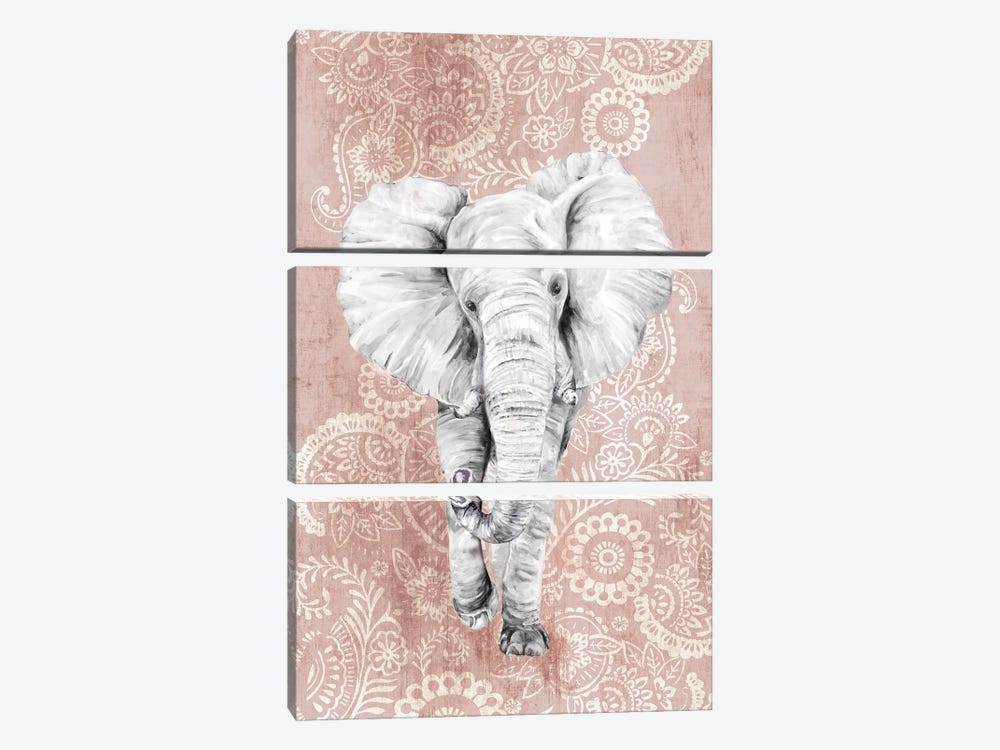 Pink Paisley Elephant  by Eva Watts 3-piece Art Print
