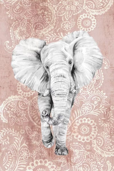 Elephants: Pink Paisley Elephant  by Eva Watts