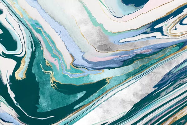 Gold Abstract Art: Marble Petroleum I  by Eva Watts