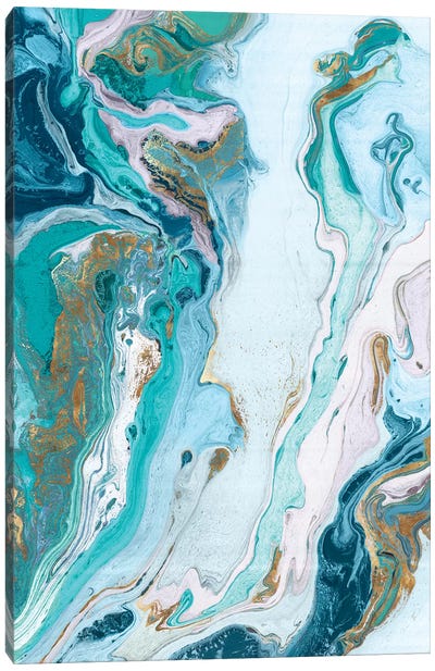 Marble Petroleum II  Canvas Art Print - Blue & Gold Art