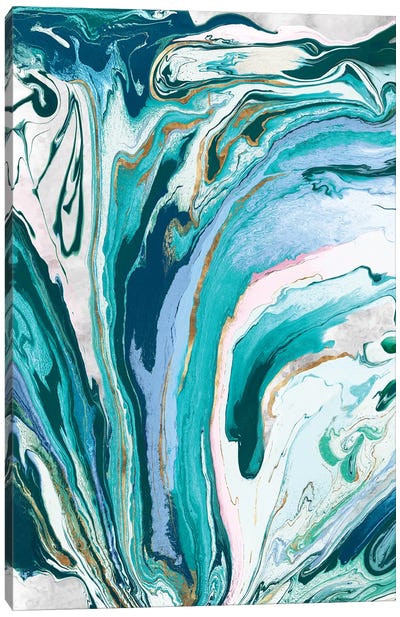 Marble Petroleum III  Canvas Art Print - Blue & Gold Art