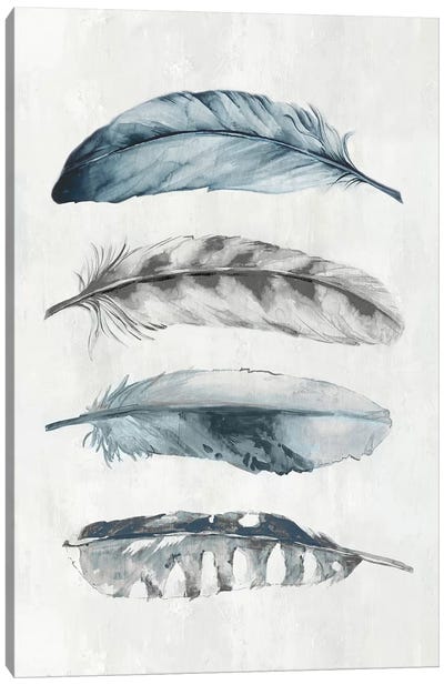Indigo Feathers I  Canvas Art Print - Eva Watts