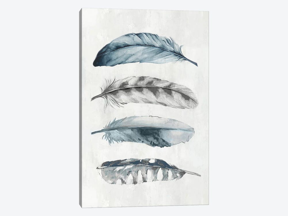Indigo Feathers I  by Eva Watts 1-piece Canvas Artwork
