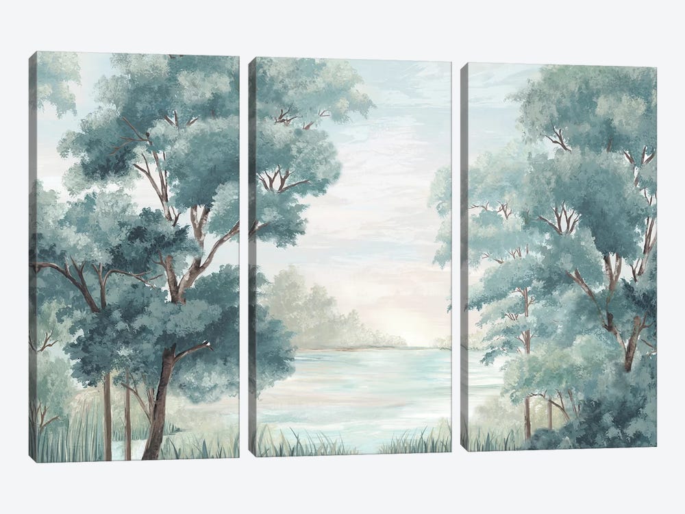 Calm Forest River by Eva Watts 3-piece Canvas Print