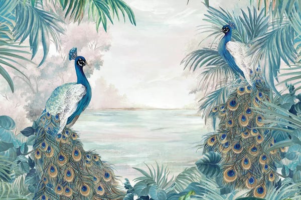 Tropical Living Room: Indian Peafowls by Eva Watts